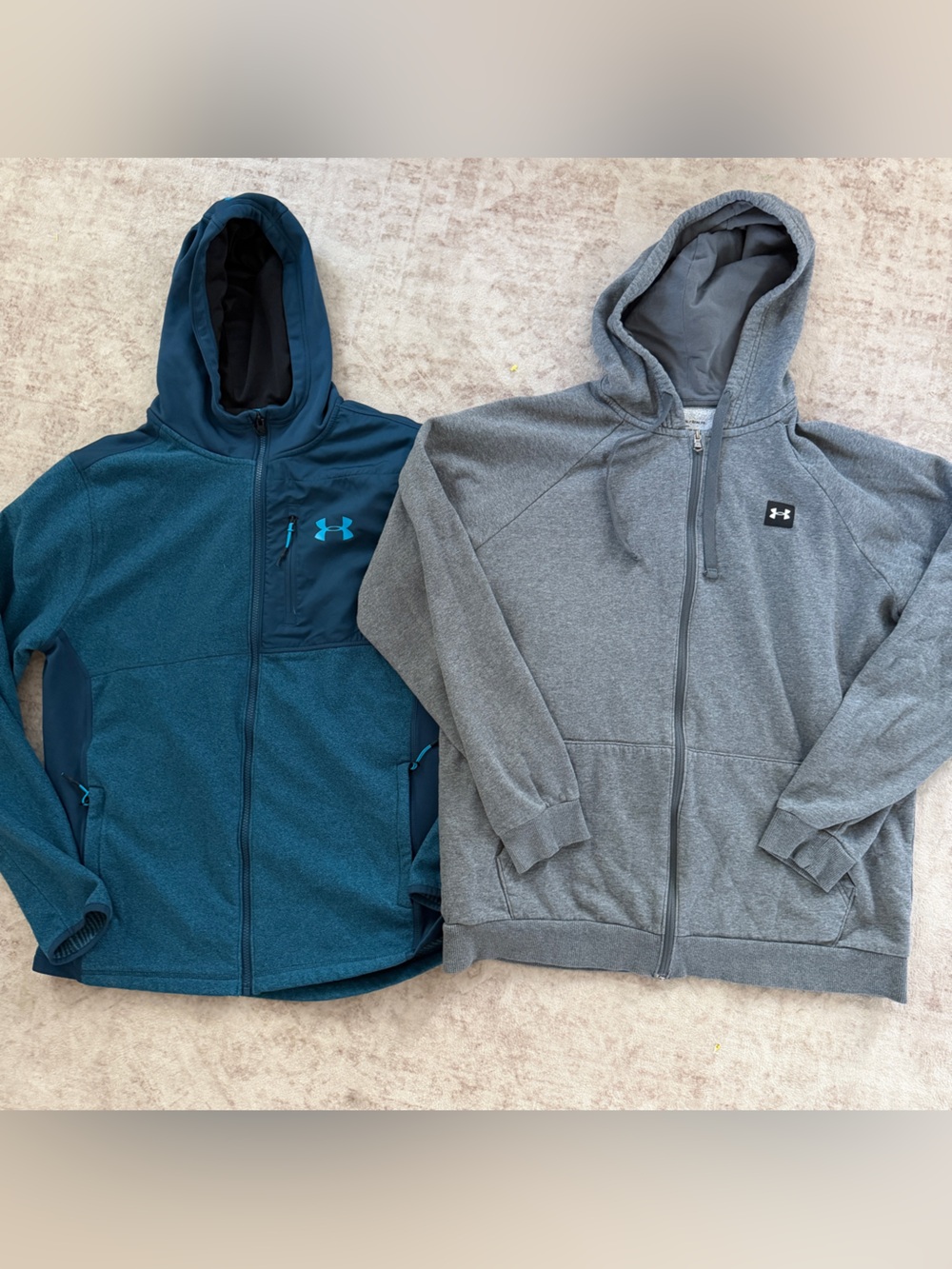 Under Armour Men's Hooded Zip Jacket - Teal and Gray